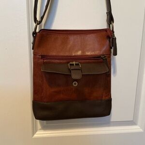 Stone & Co. Two tone Brown Leather Crossbody Bag